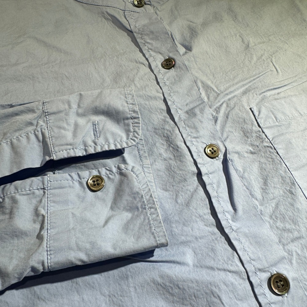6397 Women's Light Blue Cotton Mandarin Collar Long Sleeve Poplin Shirt Size S - Picture 4 of 6